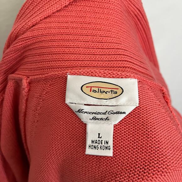 VINTAGE TALBOTSCotton Cardigan Womens Sweater Sz Large Orange Granny Core Open - Picture 9 of 11